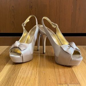 Satin Nude Kate Preston Sling-Back Heels